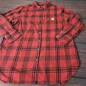 Carhartt Relaxed‎ 2XL Rugged Flex Plaid Flannel Button Up Casual Shirt Red Men's